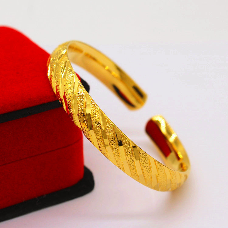 Women's Placer Gold Open Thickened Starry Glossy Gold-plated Wedding Bracelet