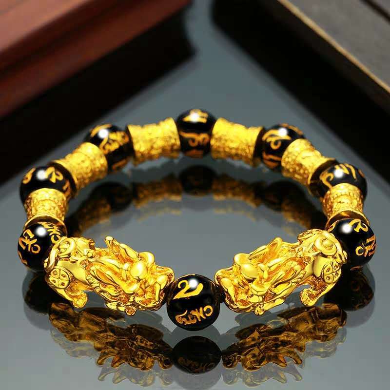 Women's & Men's Exquisite For Couple Imitation Gold Buddha Bracelets