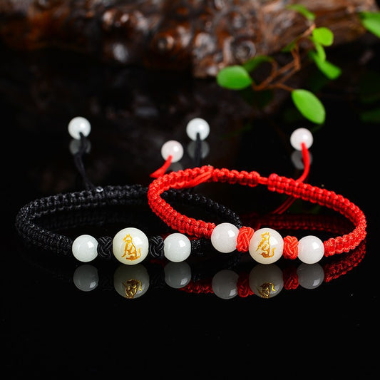 Women's & Men's Luminous Beads Zodiac Hand-woven Red Rope Couple Bracelets