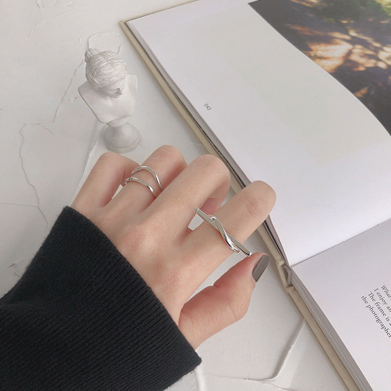 Korean Style Sterling Sier Minimalist Line Rings