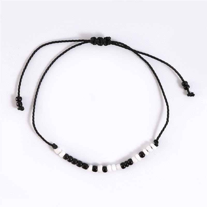 Password Creative Beads Stringed Braid Rope Card Couple Bracelets