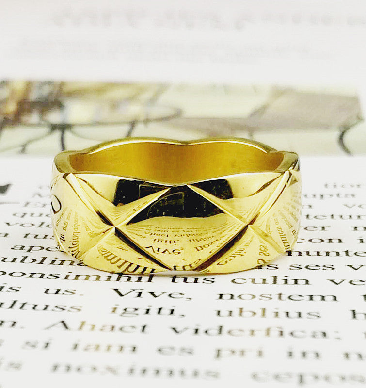 Classic Style Diamond Plaid Female Cold Wind Index Finger Male Ring