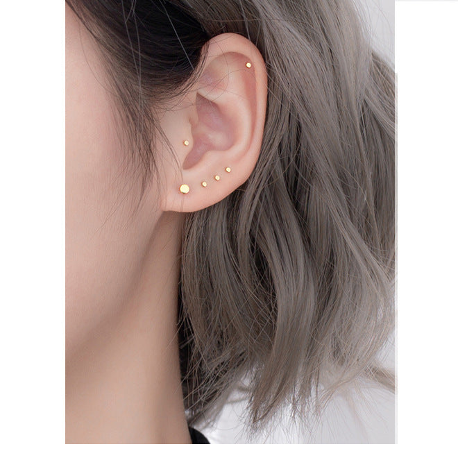 Women's & Men's Sterling Sier Round Simple Cold Style Earrings