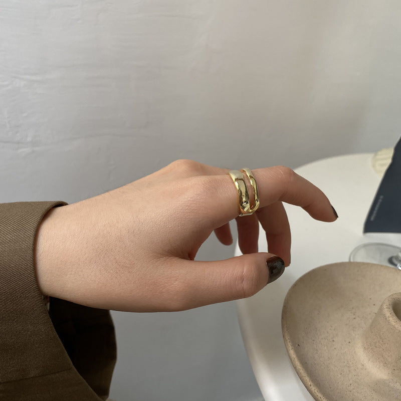 Plated Fashion Dual Layer Open-end Index Finger Rings