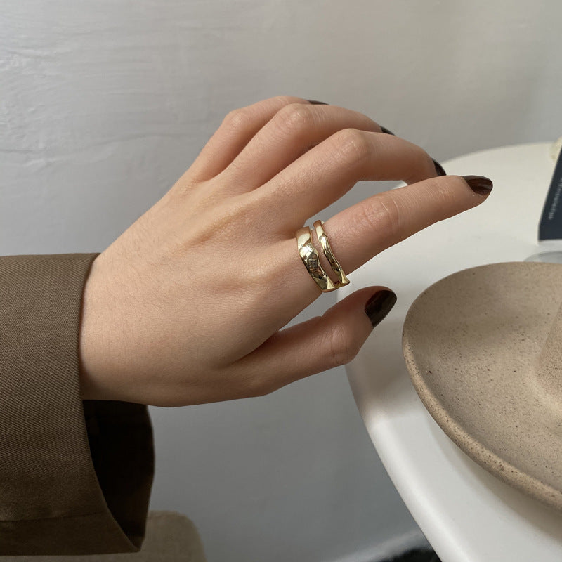 Plated Fashion Dual Layer Open-end Index Finger Rings