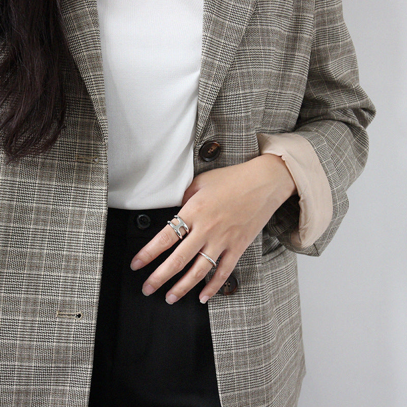 Female Trendy Cold Unique Cross Adjustable Ring
