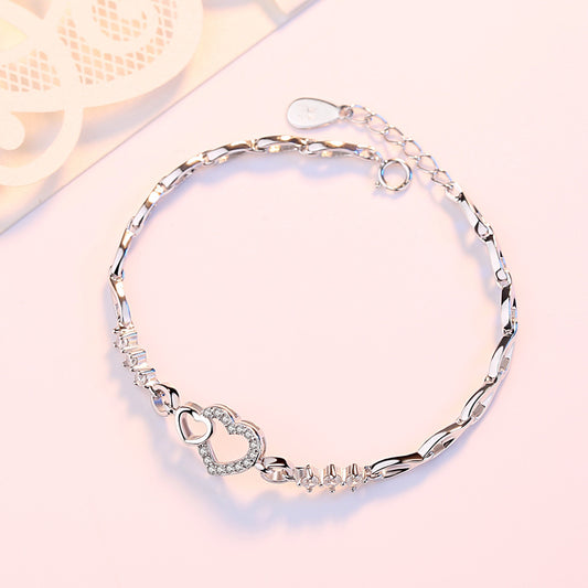 Heart-shaped Korean Style Buckle Full Diamond Bracelets