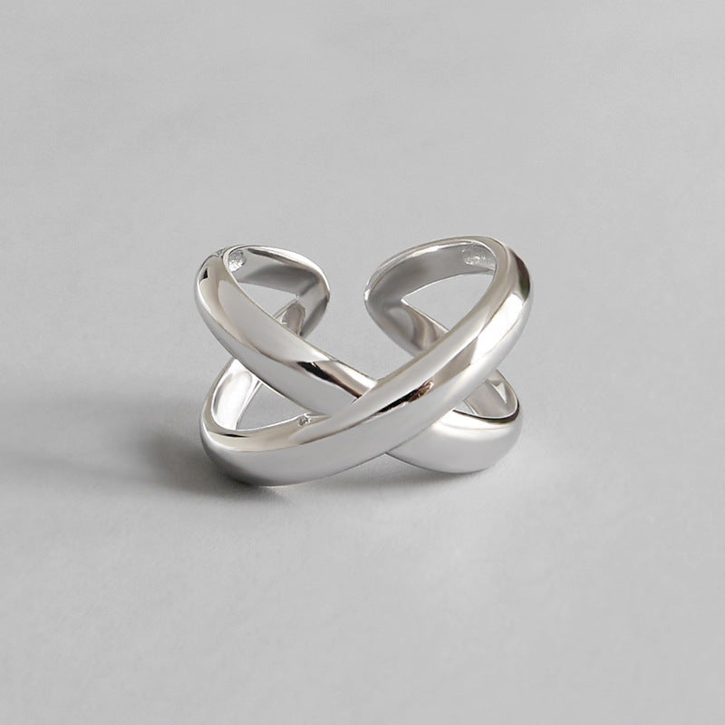 Female Trendy Cold Unique Cross Adjustable Ring