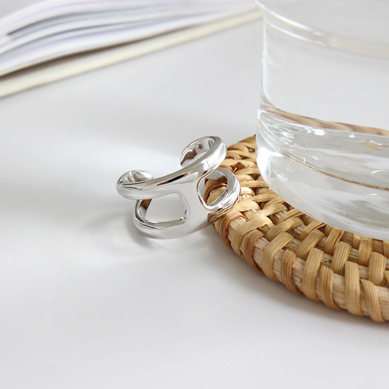 Female Trendy Cold Unique Cross Adjustable Ring