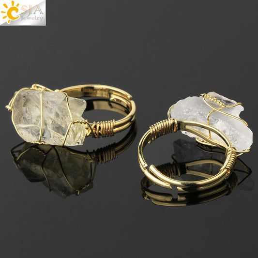 Natural Amethyst Gold-plated Winding Female Korean Style Simple Rings