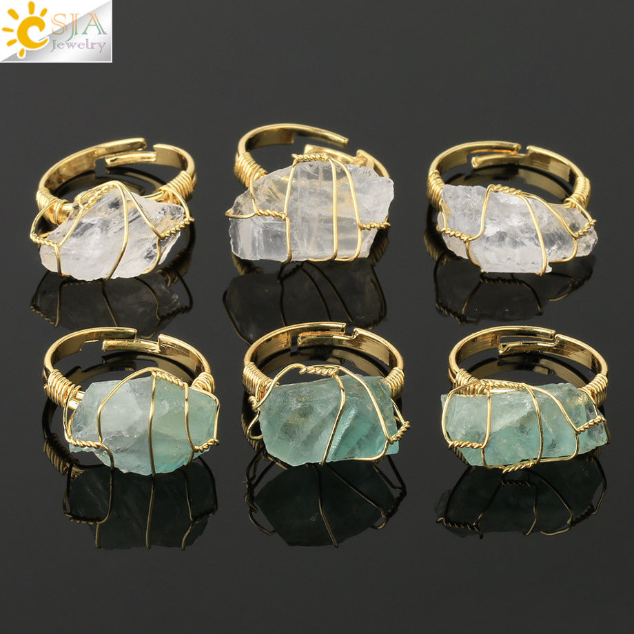 Natural Amethyst Gold-plated Winding Female Korean Style Simple Rings