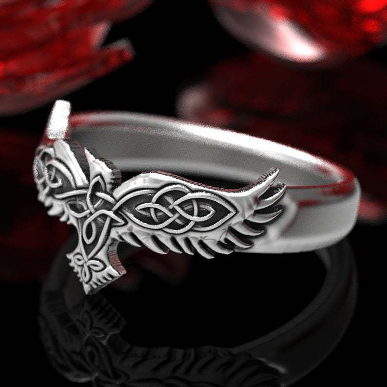 Rong Yu Celtic Crow Wedding Band Rings