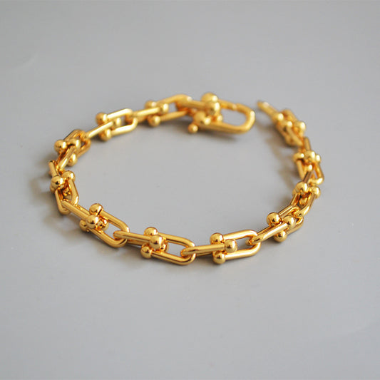 Niche Personality Brass Gold-plated U-shaped Lock Chain Bracelets