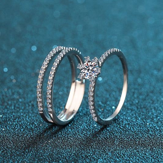 Women's Sterling Sier Gold-plated Moissanite Stackable Changeable Rings