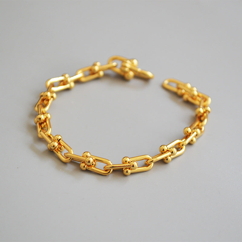 Niche Personality Brass Gold-plated U-shaped Lock Chain Bracelets