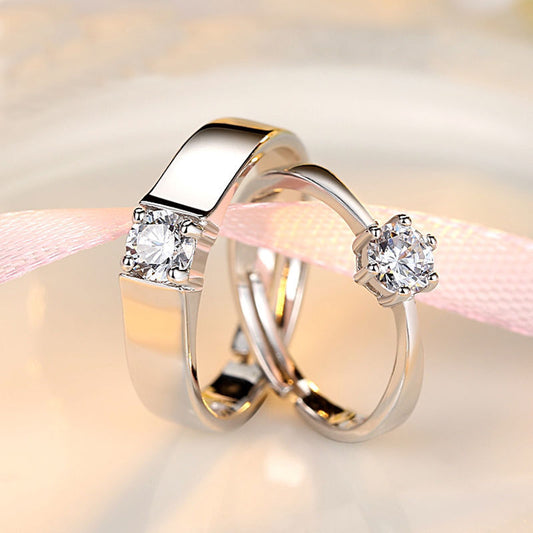 Women's & Men's Moissanite Couple Exquisite Open Wedding Rings