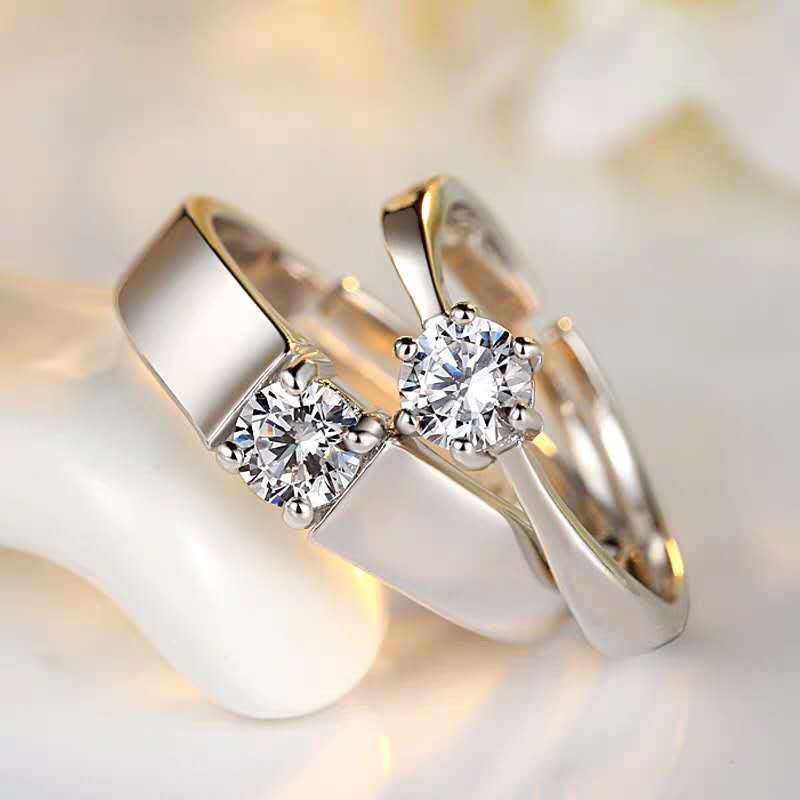 Women's & Men's Moissanite Couple Exquisite Open Wedding Rings