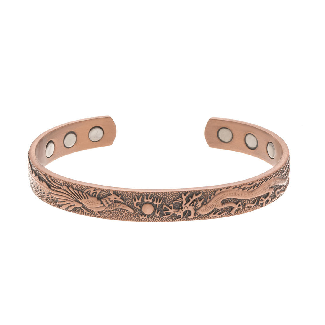 Women's & Men's Dragon Pattern Vintage Pure Copper Magnetic Open Bracelet