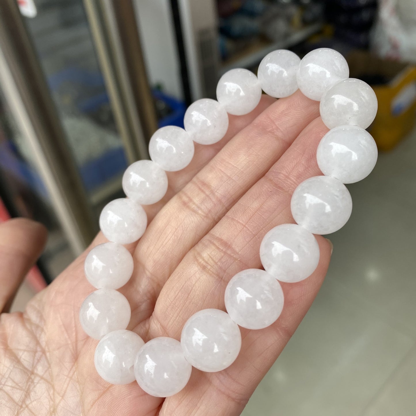 Natural Stone White Jade Single Circle Bracelets