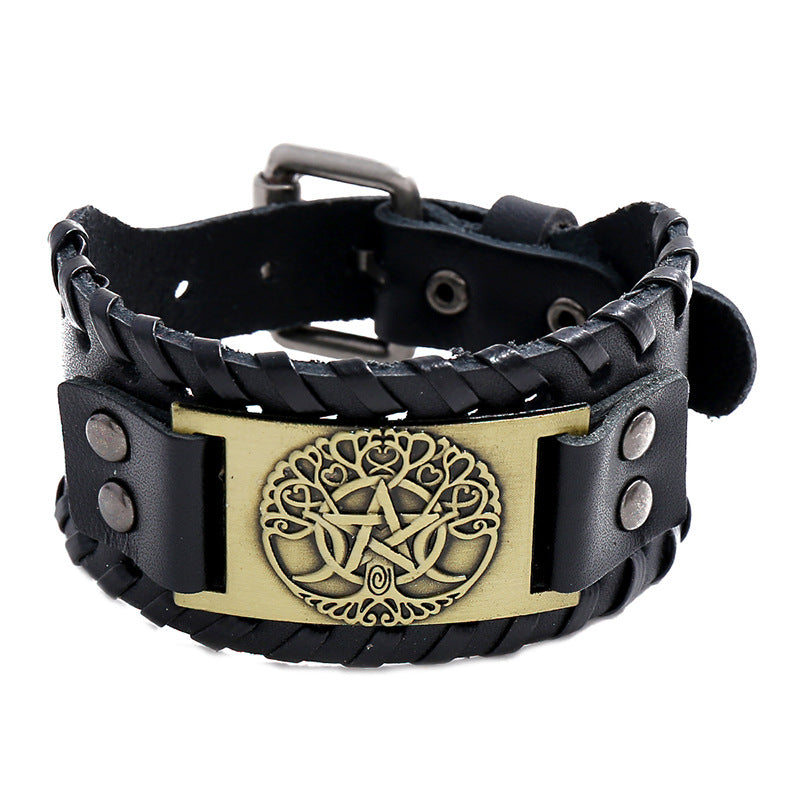 Men's Vintage Weave Cattle Leather Punk Bracelets