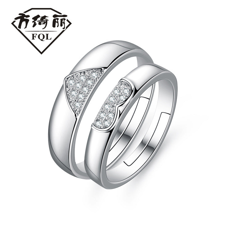 Open Couple Female Korean Style Zircon Rings