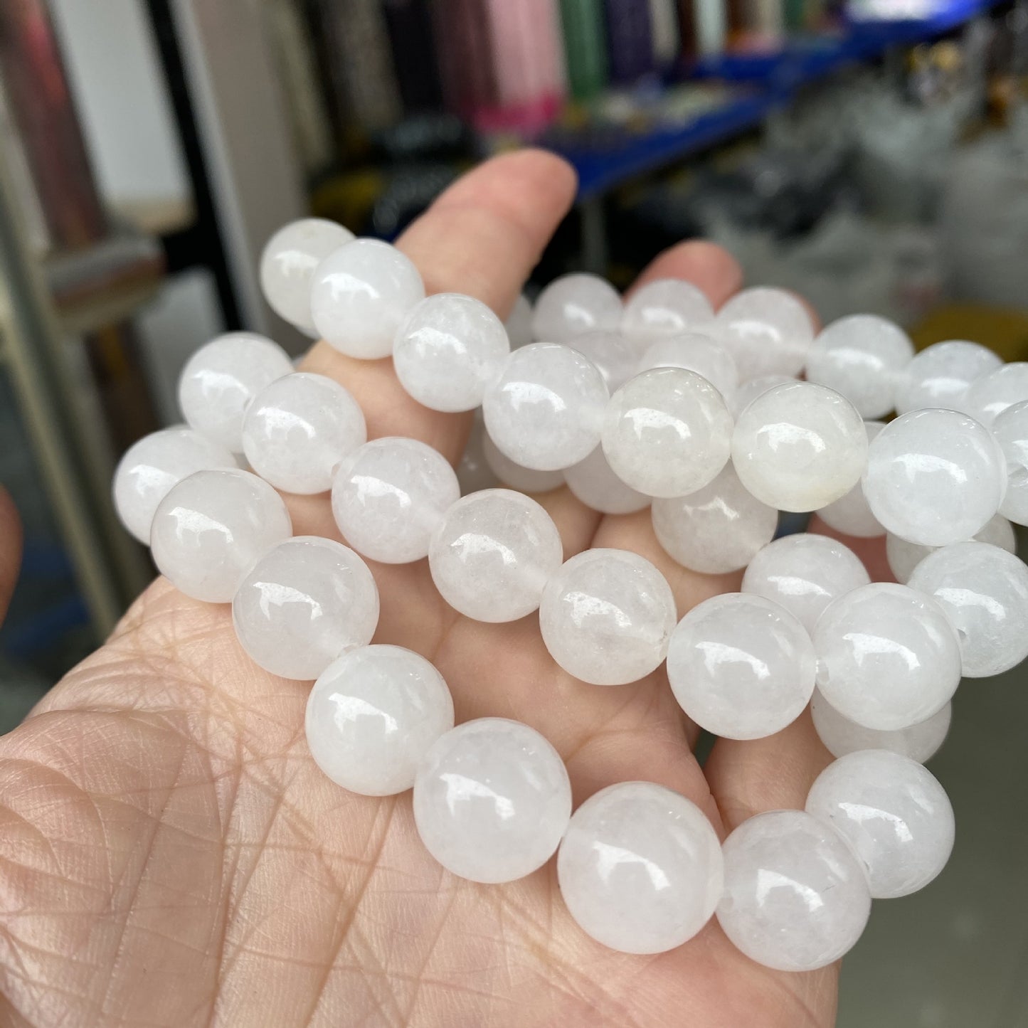 Natural Stone White Jade Single Circle Bracelets