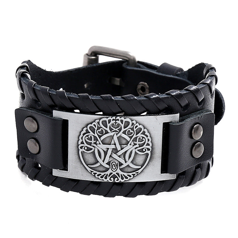 Men's Vintage Weave Cattle Leather Punk Bracelets