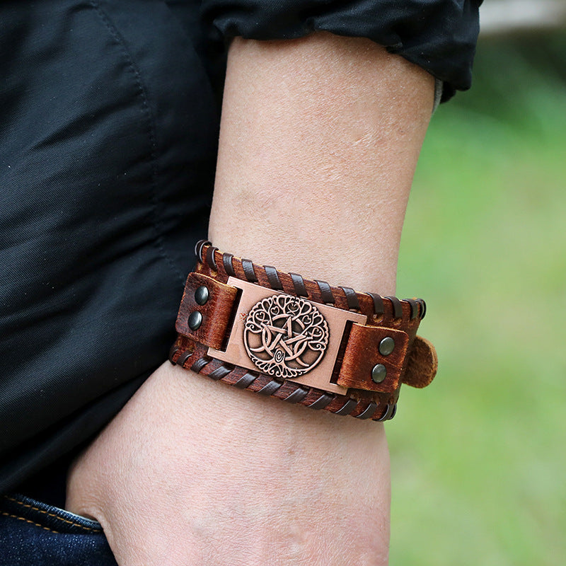 Men's Vintage Weave Cattle Leather Punk Bracelets