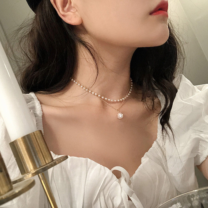 Women's Super Fairy Niche Pearl Simple Temperament Clavicle Necklaces