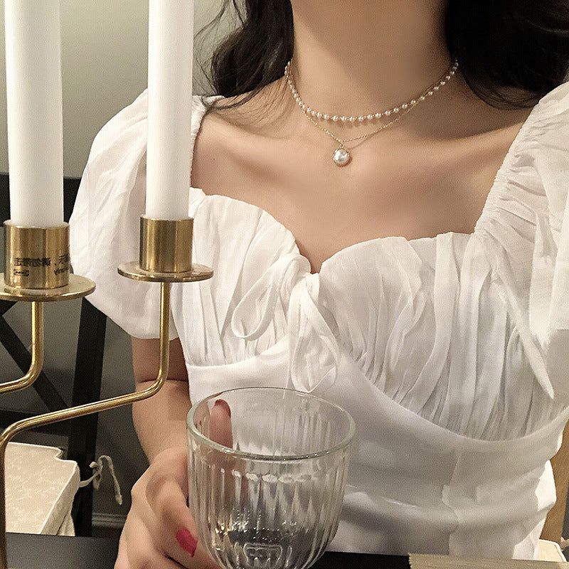 Women's Super Fairy Niche Pearl Simple Temperament Clavicle Necklaces