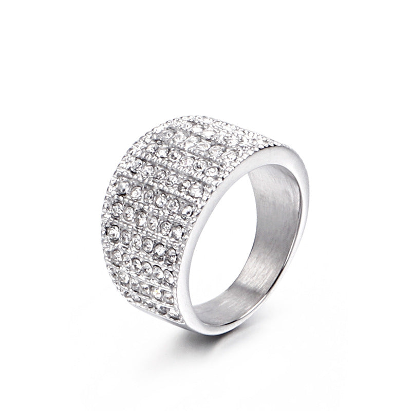 Exaggerated Personalized Rhinestone Stainless Steel Promotional Rings