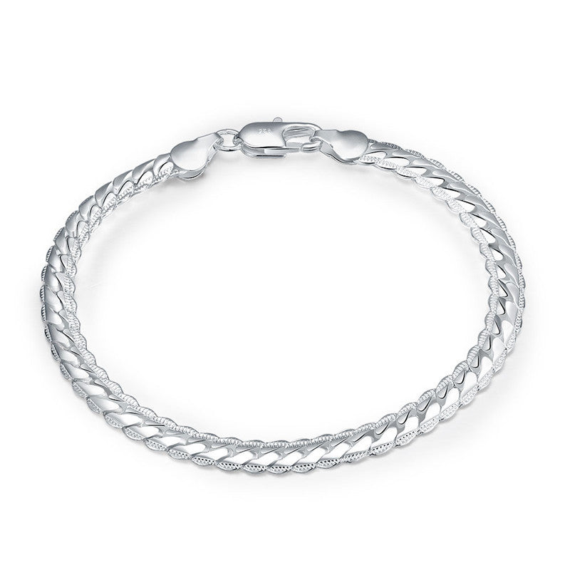 Glamorous Slouchy Sier-plated Full Curb Two-piece Jewelry Set