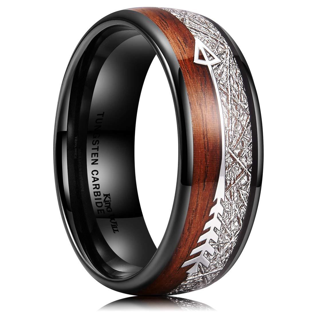 Men's Ornament White Silk Wood Grain Arrow Rings