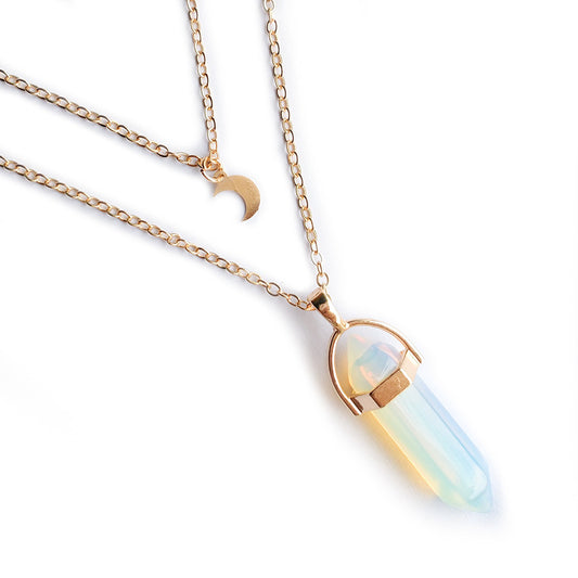 Fashion Simple Jewelry Moon Hexagon Prism Necklaces