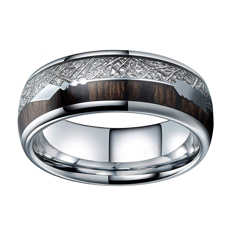 Men's Ornament White Silk Wood Grain Arrow Rings