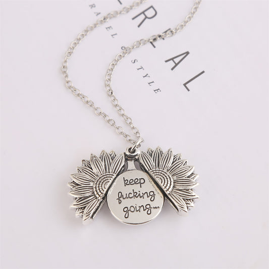 Ornament Sun Open Lettering Sunflower Alloy Necklaces
