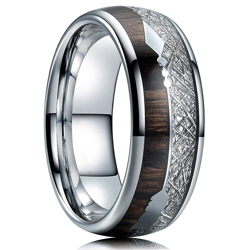 Men's Ornament White Silk Wood Grain Arrow Rings