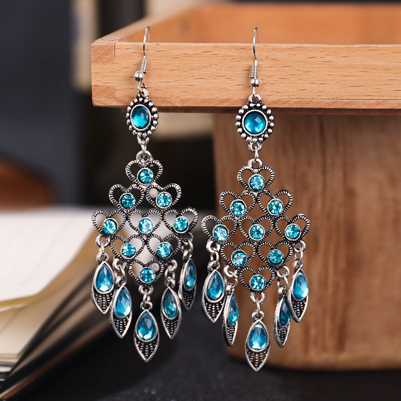 Women's Retro Chinese Style Multilayer Diamond Temperamental Earrings