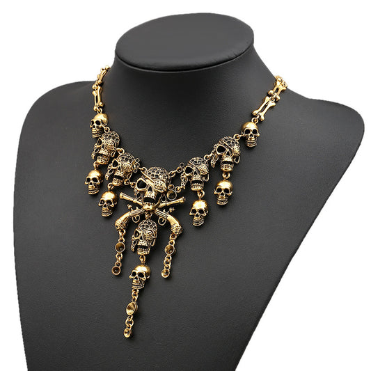 Style Trendy Retro Exaggerated Skull Ghost Necklaces