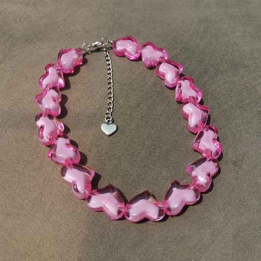 Heart Ornament Valentine's Day Acrylic Beads Love Necklaces