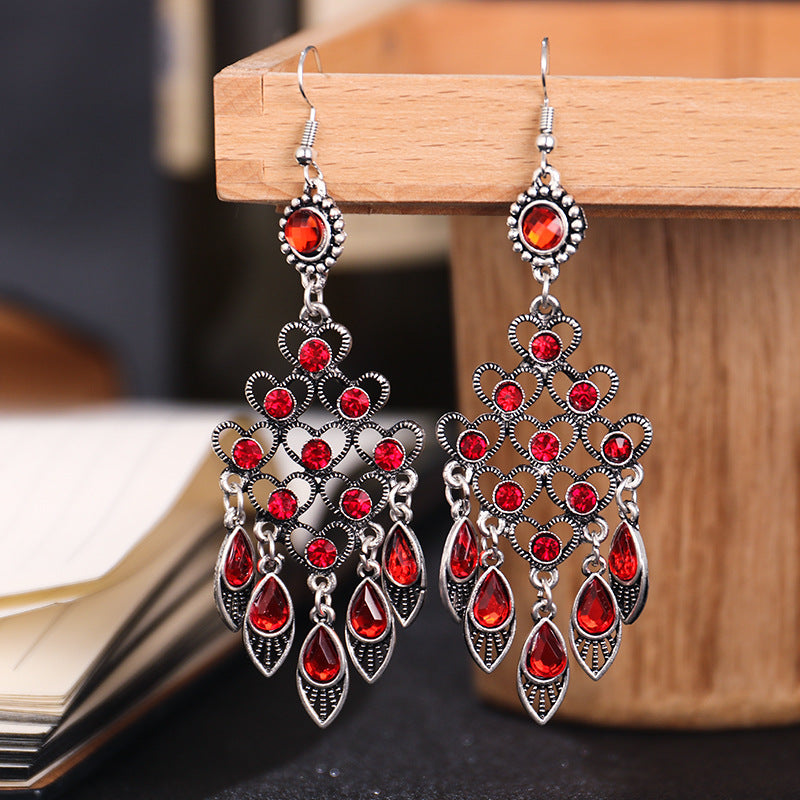 Women's Retro Chinese Style Multilayer Diamond Temperamental Earrings