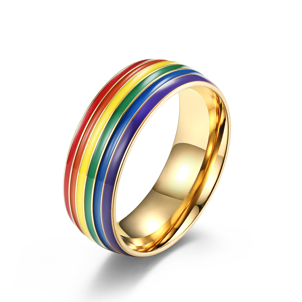 Rainbow Element Titanium Steel Niche Personality Stainless Rings