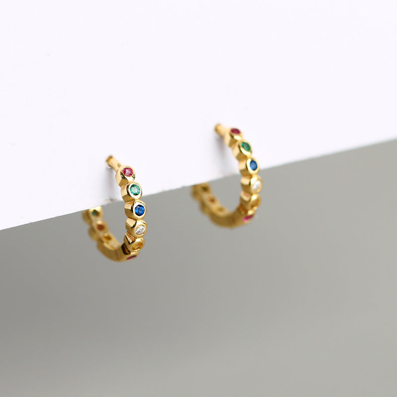 Women's Mixed Color Zircon Diamond Sterling Sier Earrings