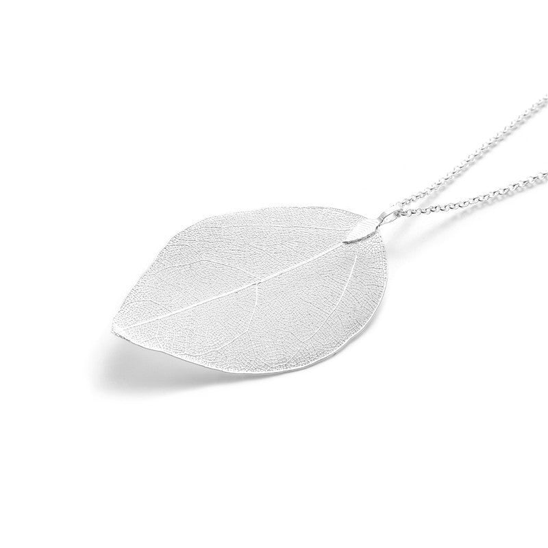 Natural Real Leaves Long Personality Simple Sweater Chain Jewelry Set