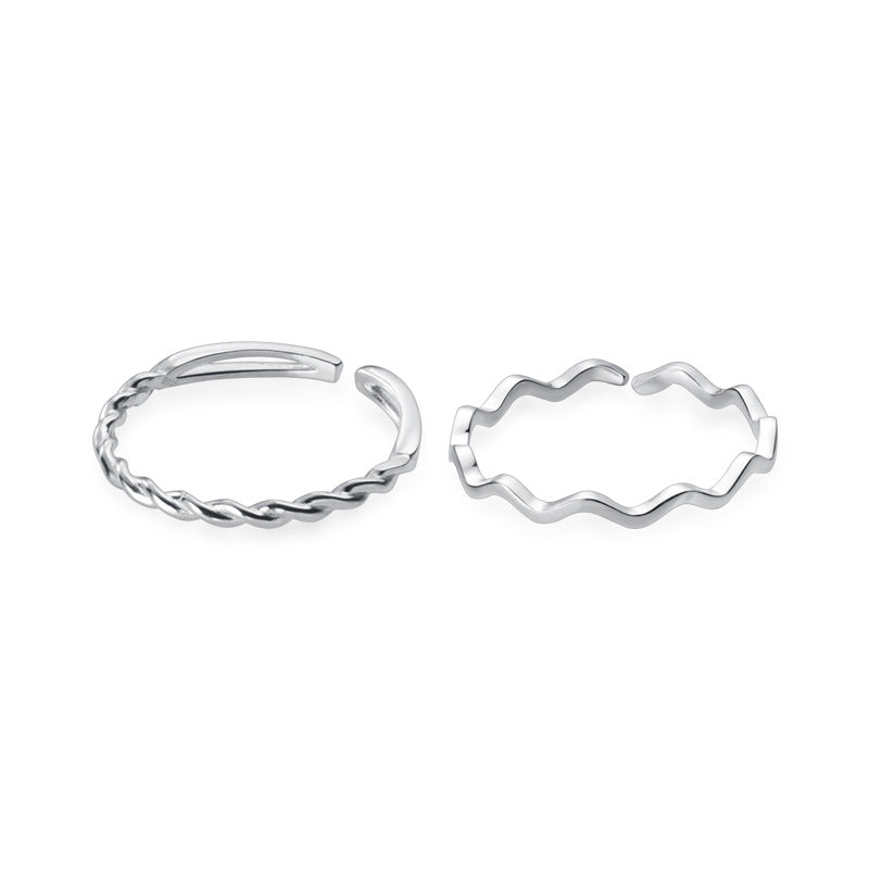 Women's Fresh Temperament Wave Line Simple Artistic Twist Thin Rings