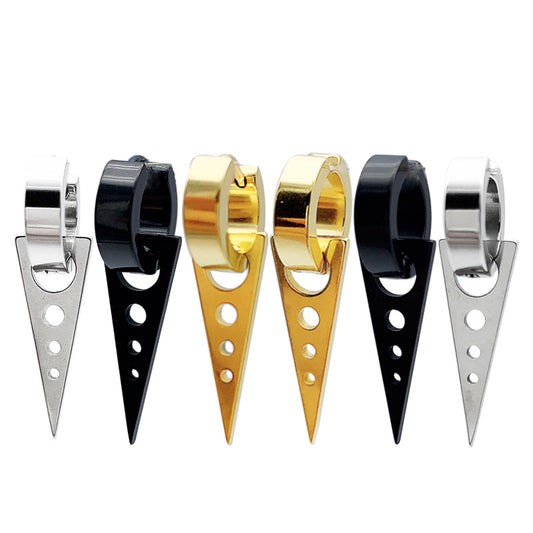 Women's & Men's Creative Korean Version Triangle Round Shape Stainless Ear Clip