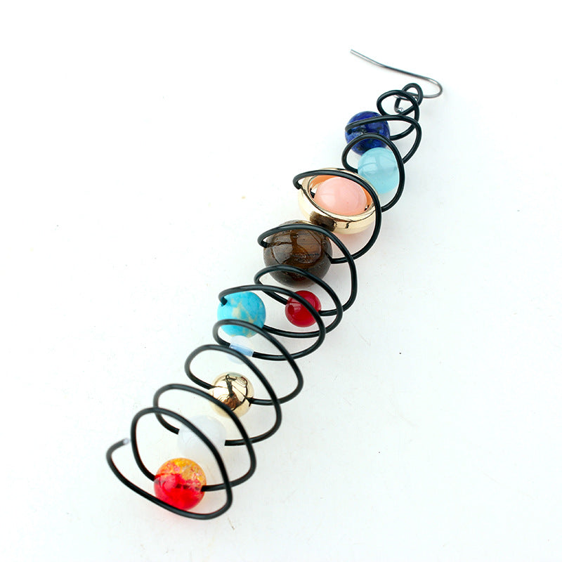 Solar System Natural Stone Winding Mysterious Earrings