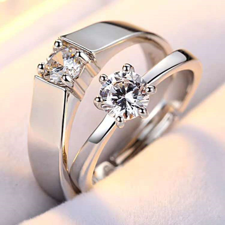 Women's & Men's Moissanite Couple Exquisite Open Wedding Rings