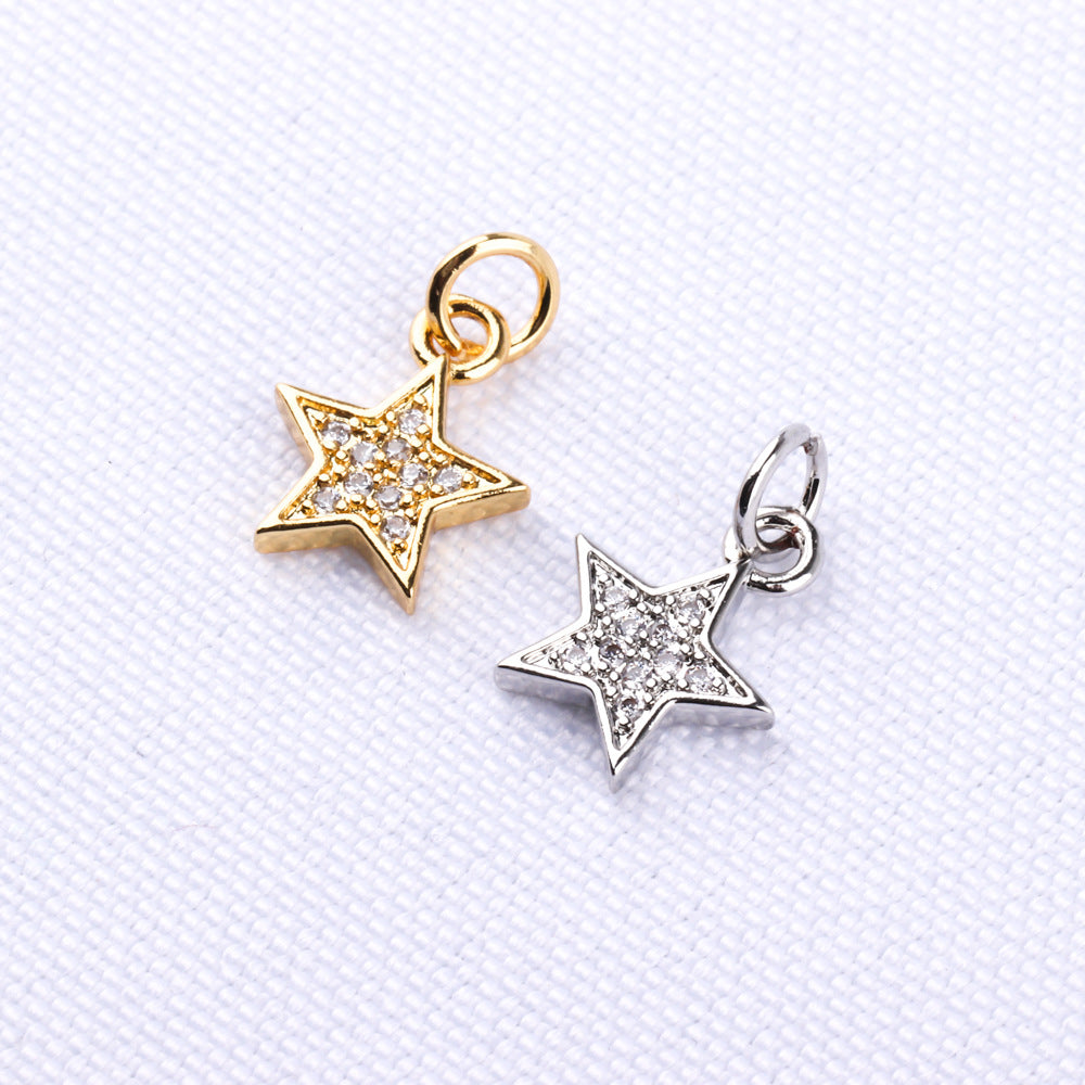 Handmade Five-pointed Star Female Micro Inlaid Zircon Electroplated Brass Necklace