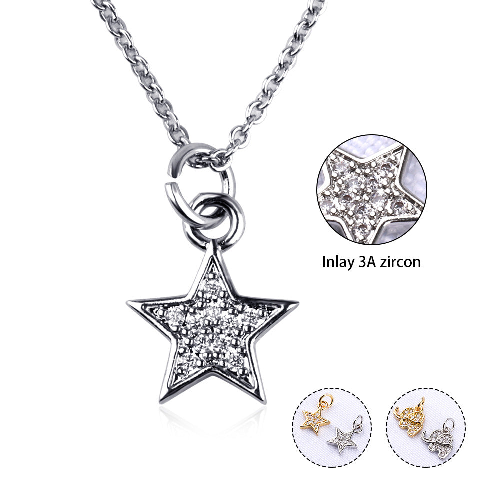Handmade Five-pointed Star Female Micro Inlaid Zircon Electroplated Brass Necklace